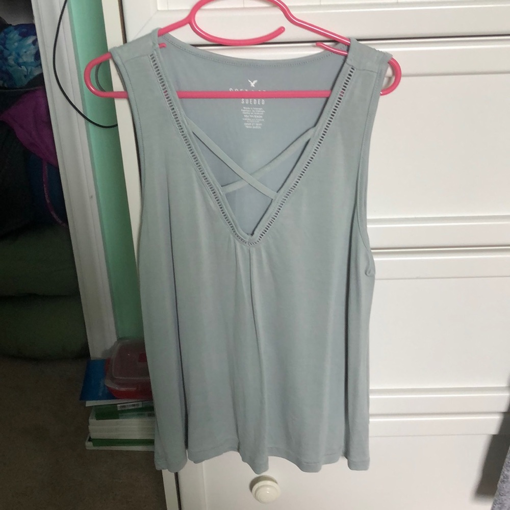 american eagle blue green super cute tank top